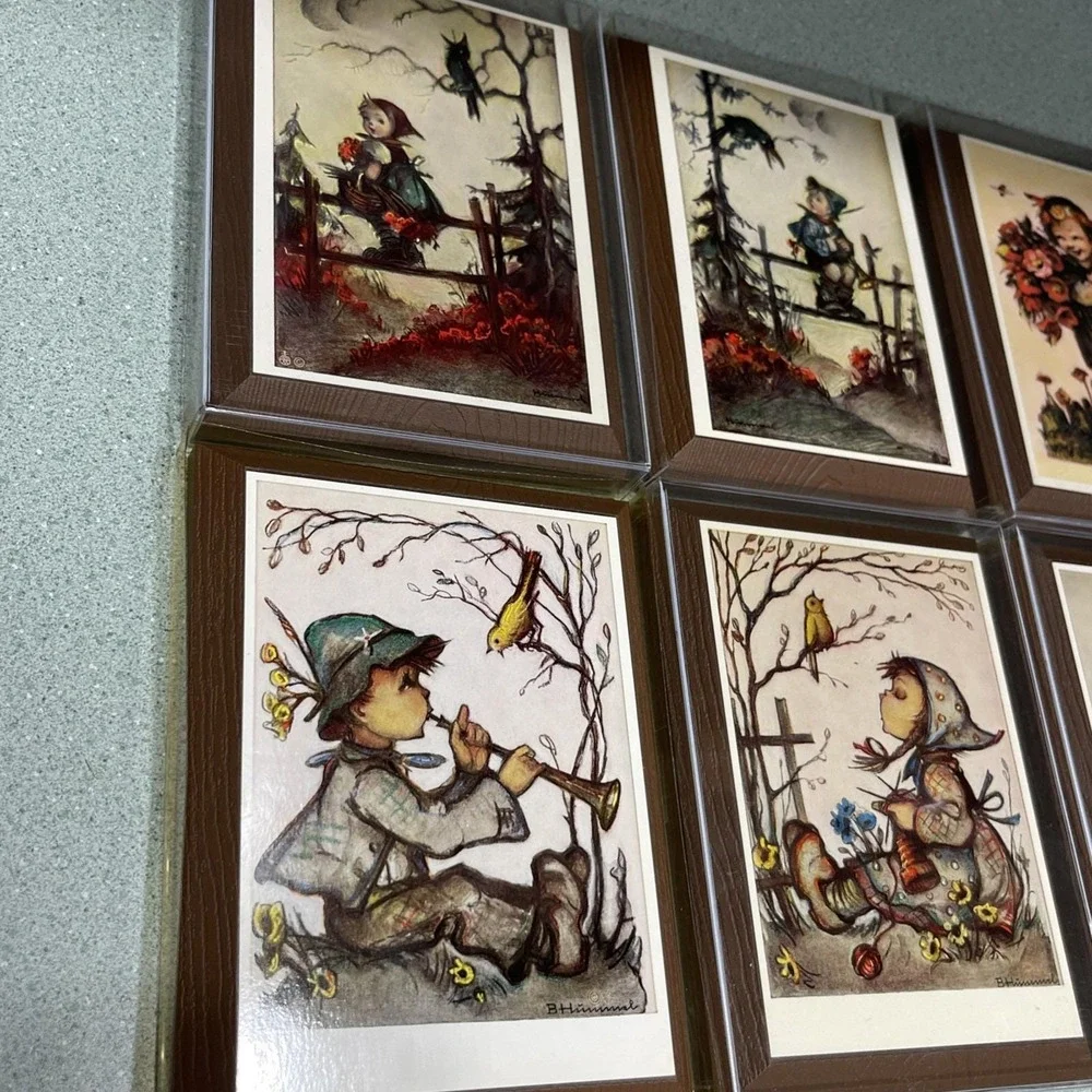 Vintage Hummel Wall Hanging Prints Plaques Lot Of 6 5x6.75 Birds Boy Girl Decor